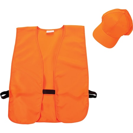 Allen Co Blaze Orange Hat & Vest Safety Bundle 17555